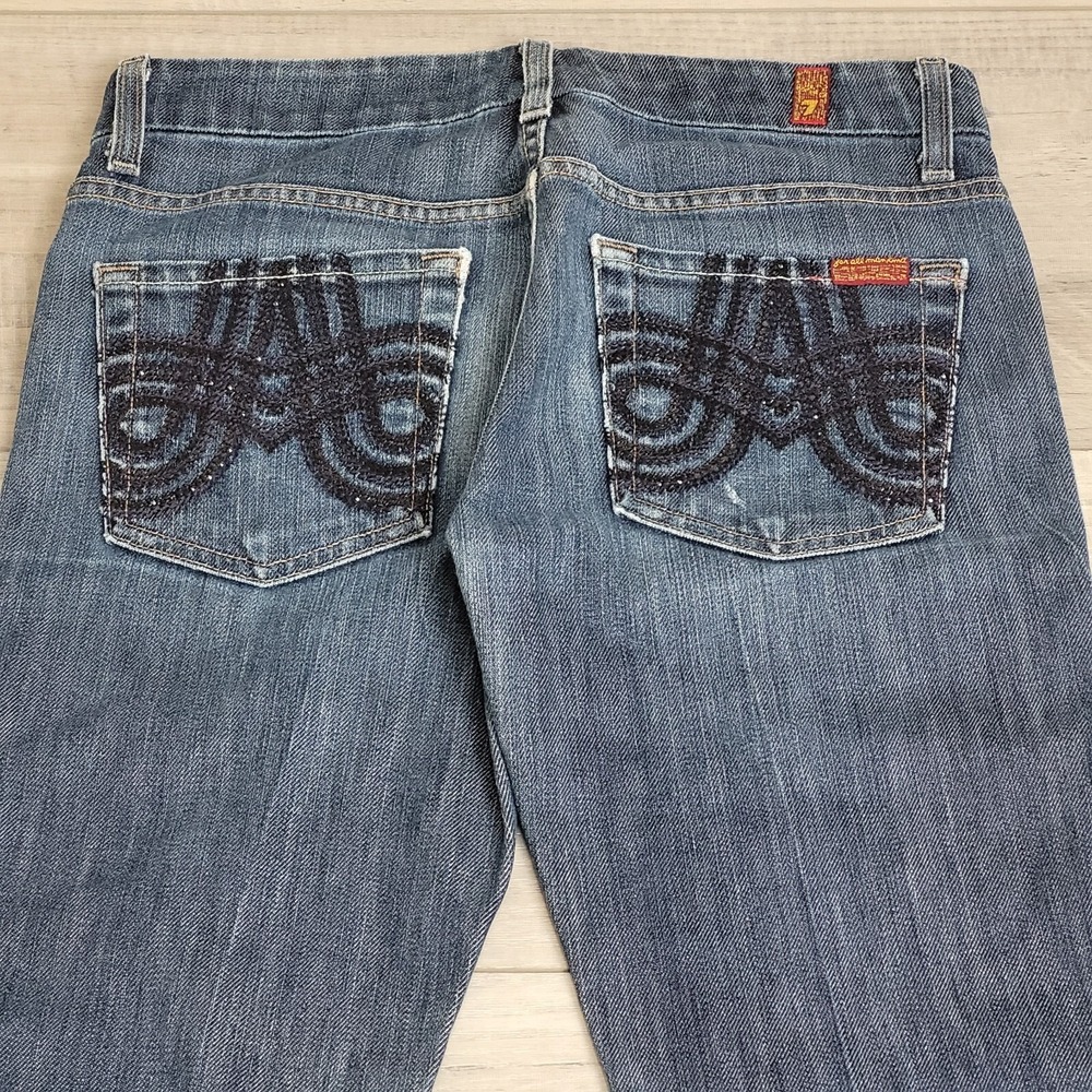7 FOR ALL MANKIND Jeans Womens 27 "A Pocket" Boot Cut Demin Flare Cowboy Western - Picture 12 of 16